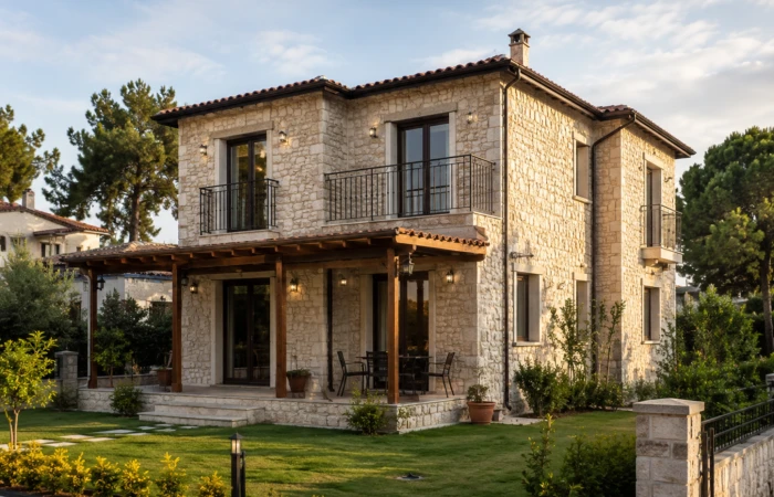 VillaPiri iki katlı dubleks taş villa modeli